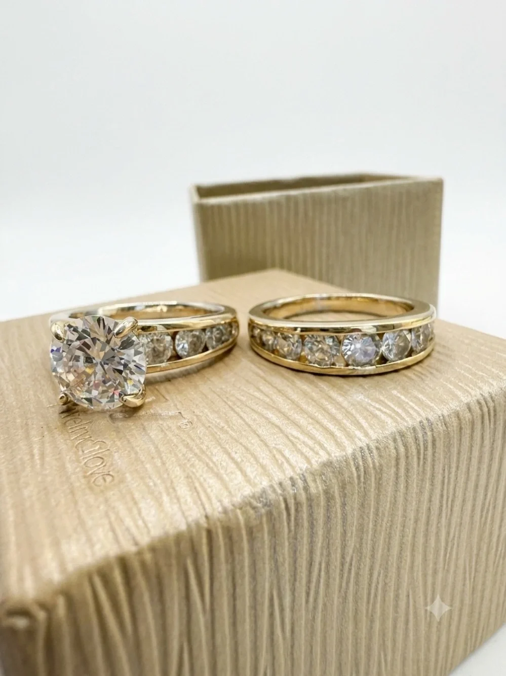 Forever Collectibles Gold-Tone Clear Crystal Bridal Ring Set